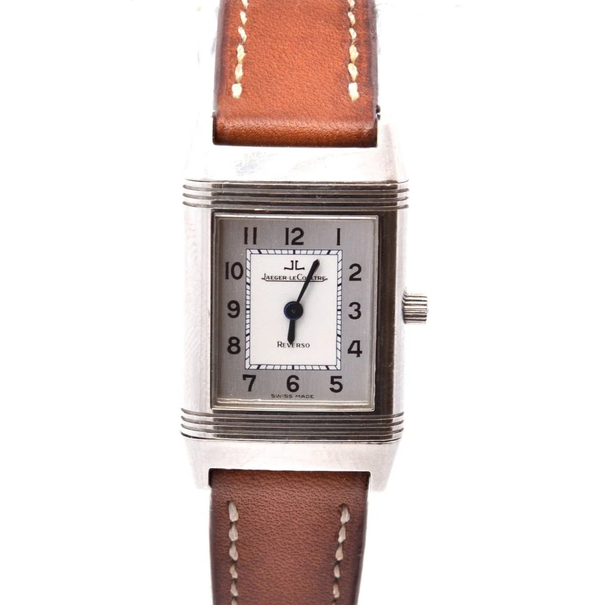 Montre JAEGER-LECOULTRE "Reverso" en acier, saphir et cuir marron - Image 2