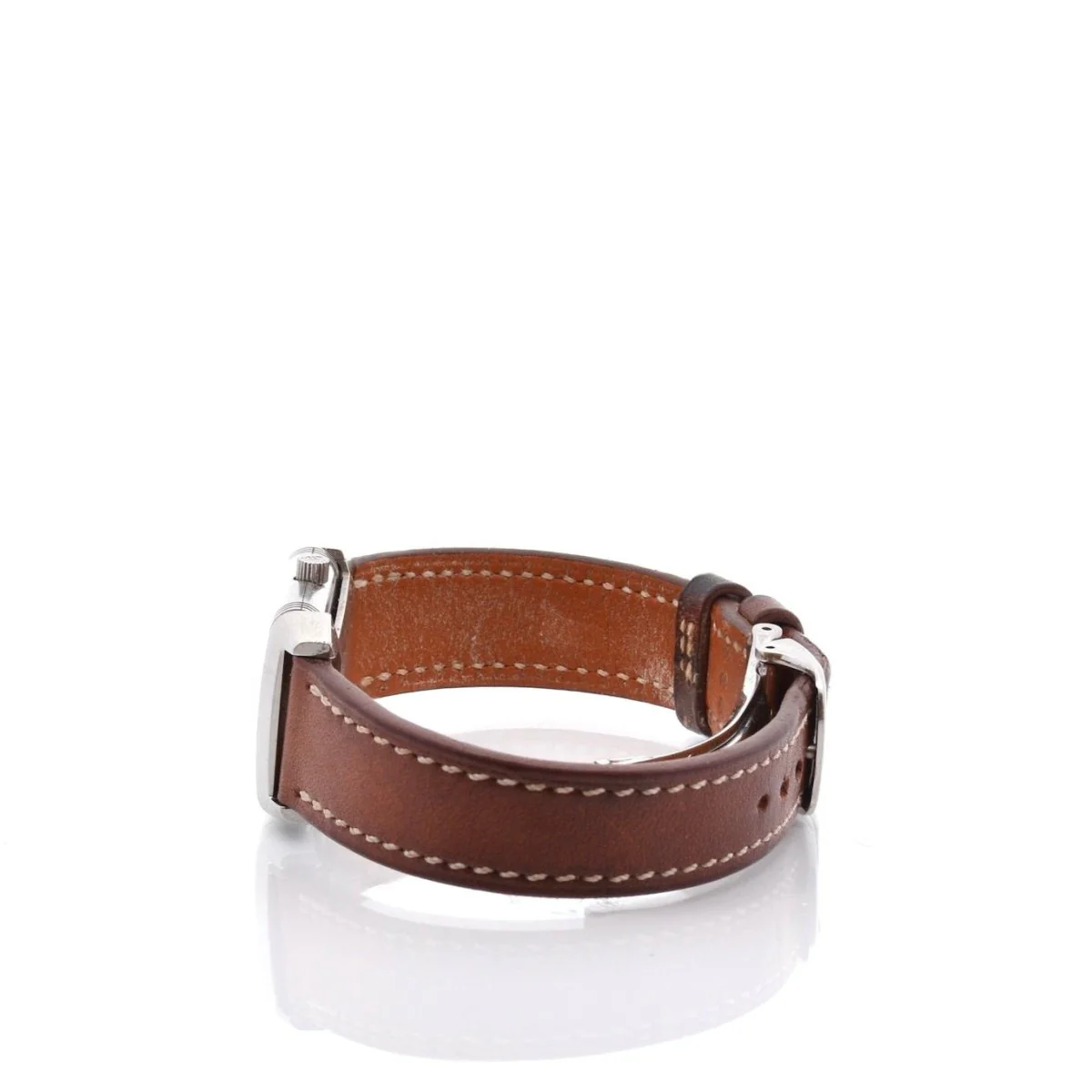 Montre JAEGER-LECOULTRE "Reverso" en acier, saphir et cuir marron - Image 3