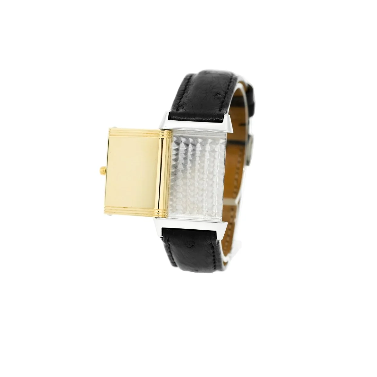 Montre JAEGER-LECOULTRE "Reverso" GM en or jaune, acier et cuir - Image 3