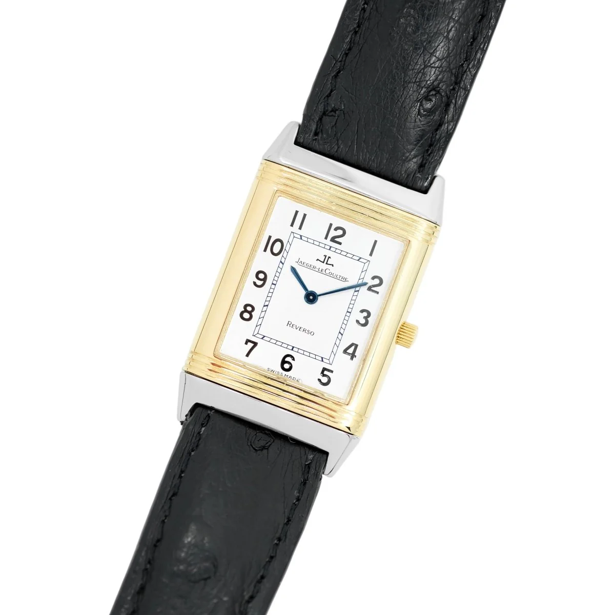 Montre JAEGER-LECOULTRE "Reverso" GM en or jaune, acier et cuir - Image 4