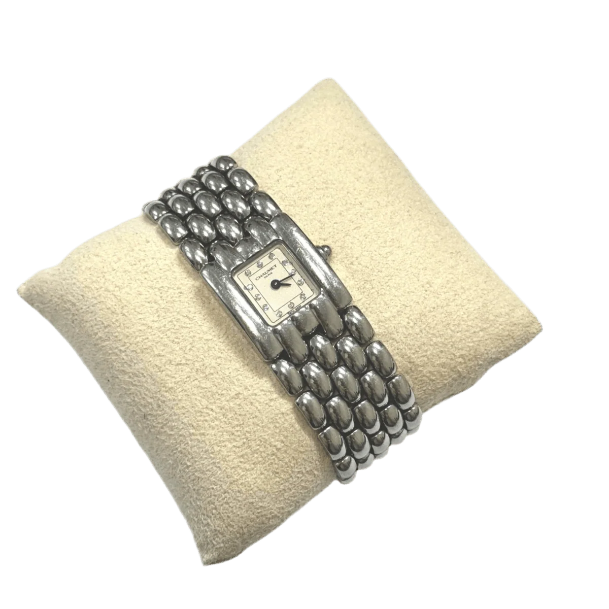 Montre CHAUMET "Khesis" en acier, quartz et diamants - Image 3