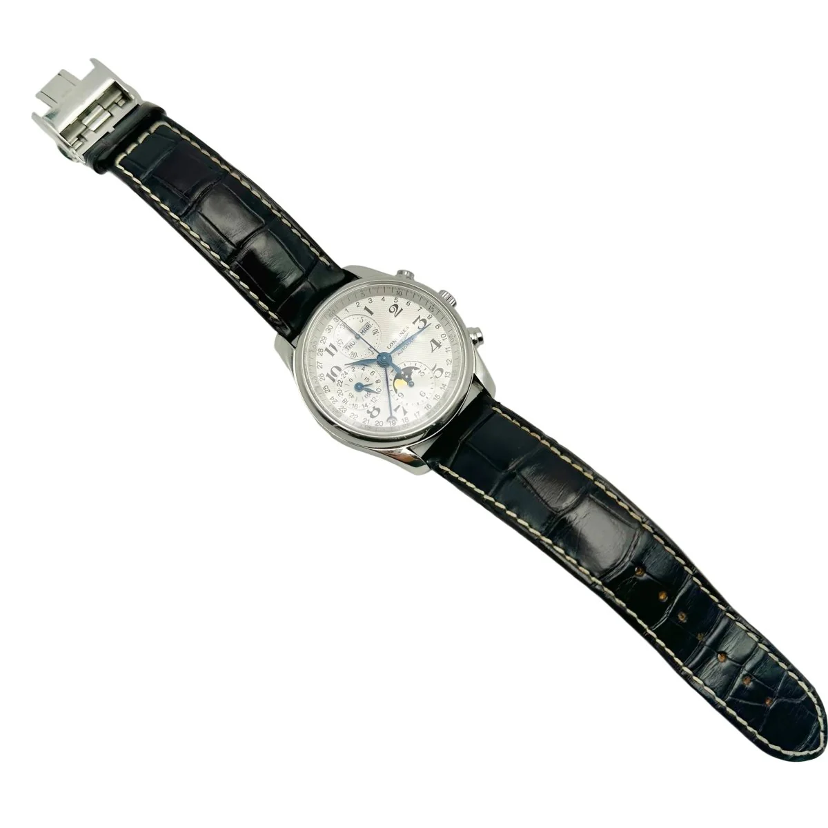 Montre LONGINES "Chrono Moonphase Master Collection" en acier et cuir - Image 7