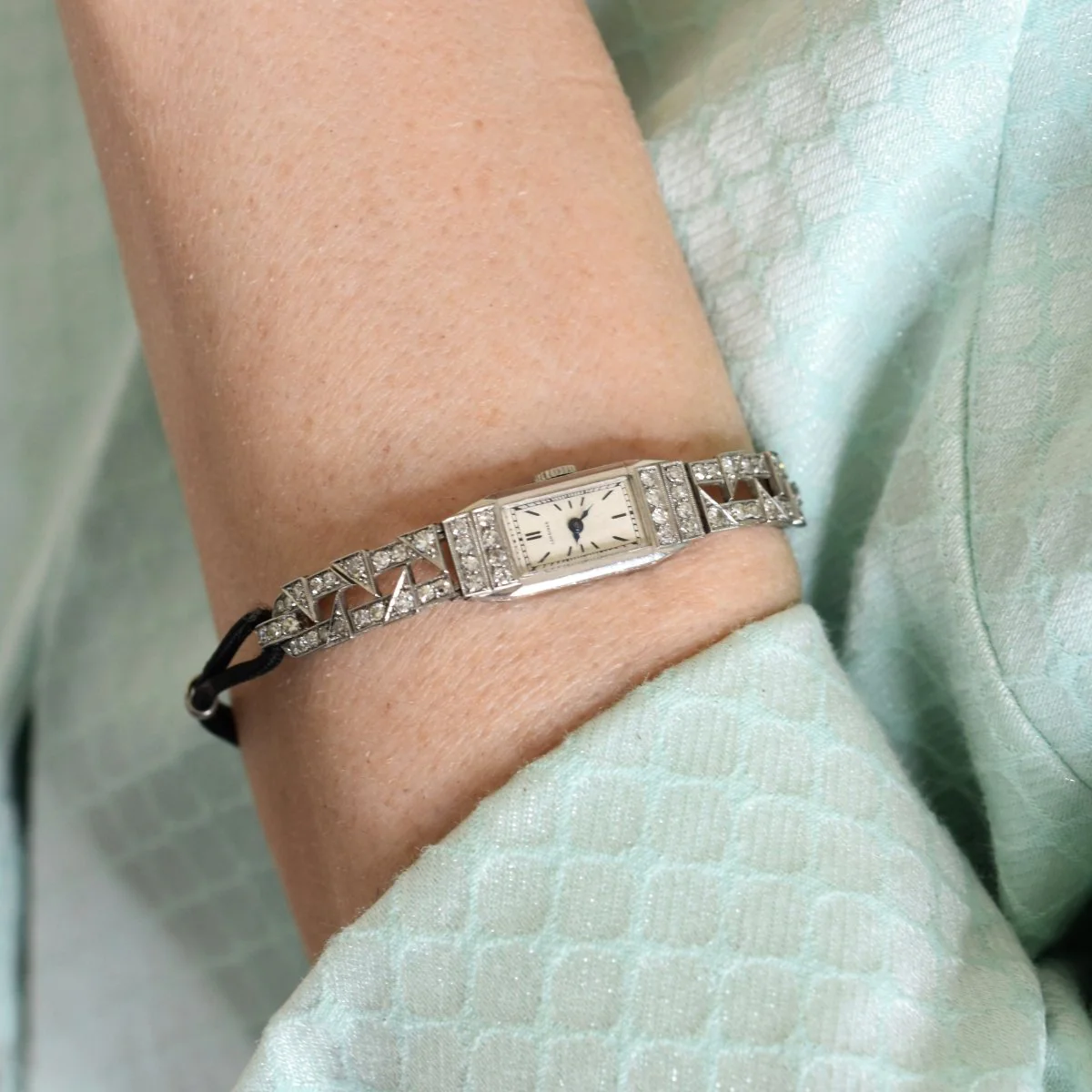 Montre LONGINES en platine, acier et diamants - Image 2