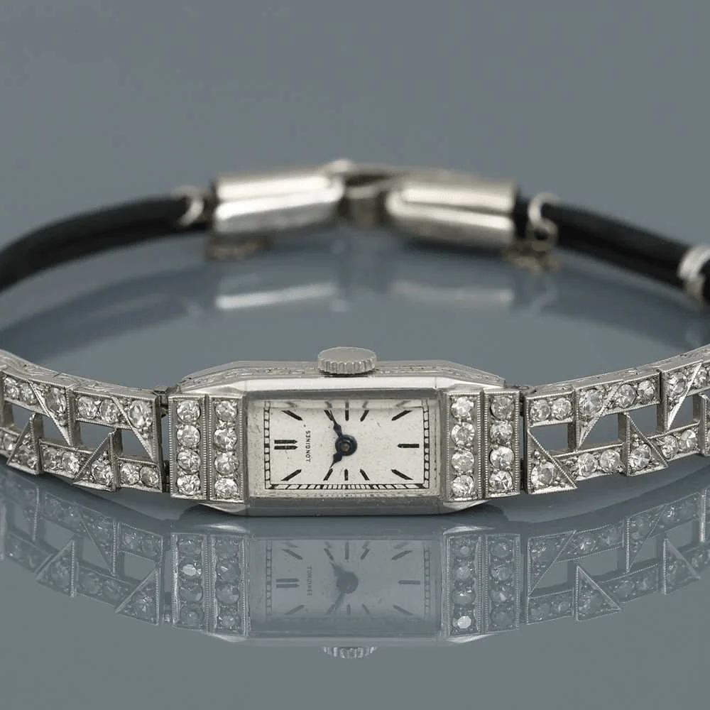Montre LONGINES en platine, acier et diamants - Image 3