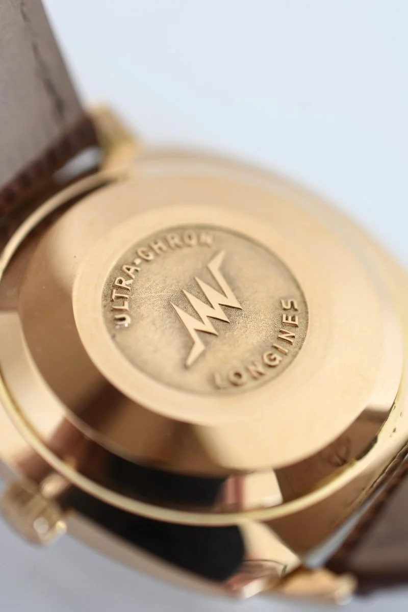 Montre LONGINES "Ultra Chron" en or jaune, argent et cuir - Image 5