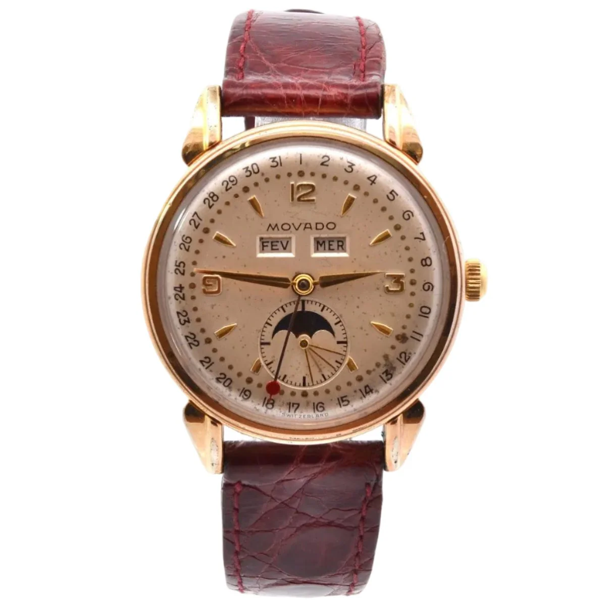 Montre MOVADO "Moonphase" en cuir