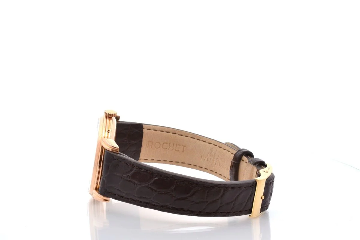 Montre MOVADO "Triple Calendar" en or jaune, plexi et cuir - Image 3