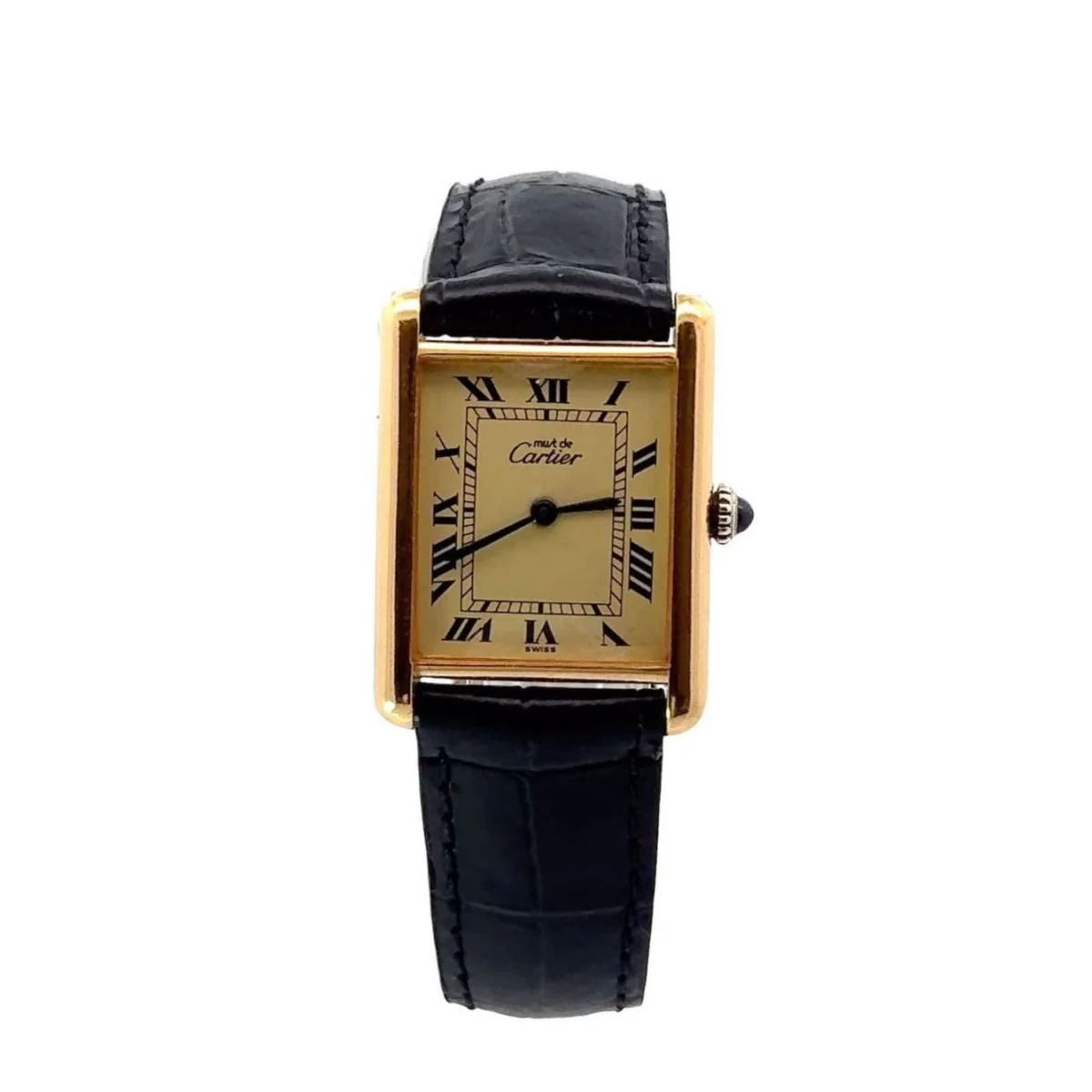 Montre CARTIER "Tank Must" en vermeil et cuir