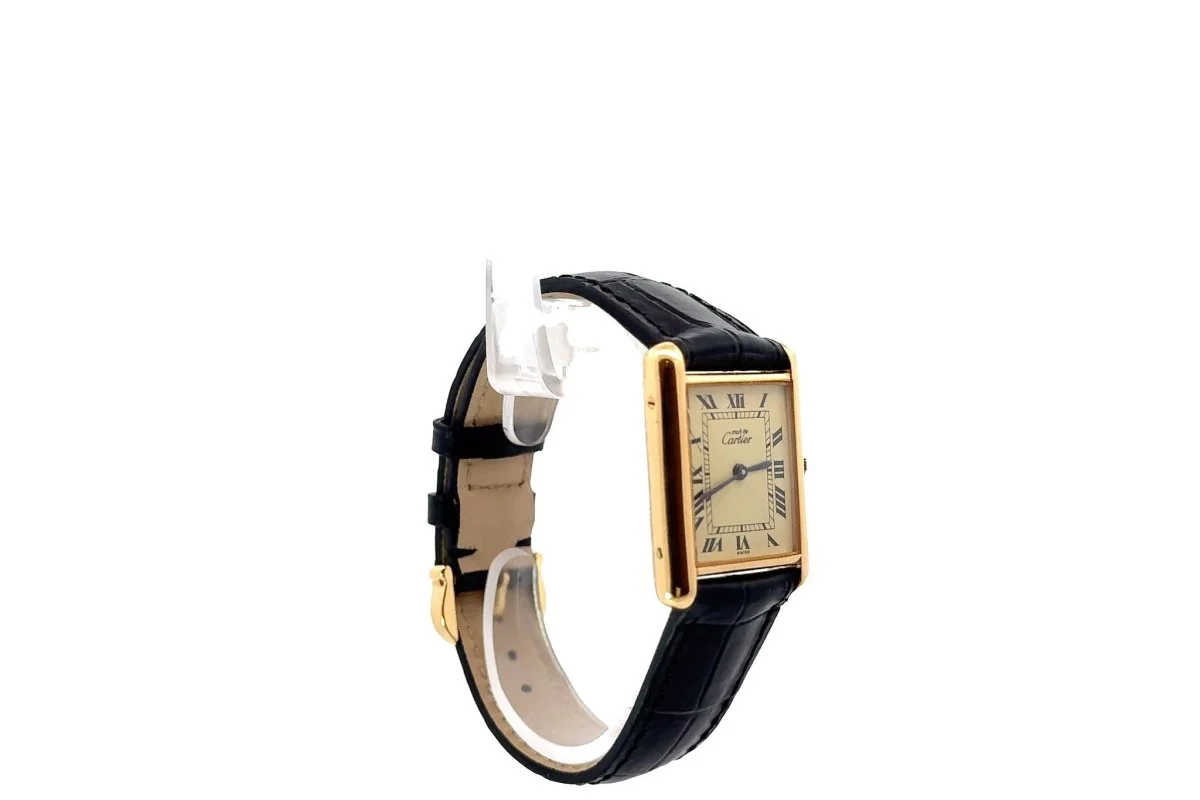 Montre CARTIER "Tank Must" en vermeil et cuir - Image 4