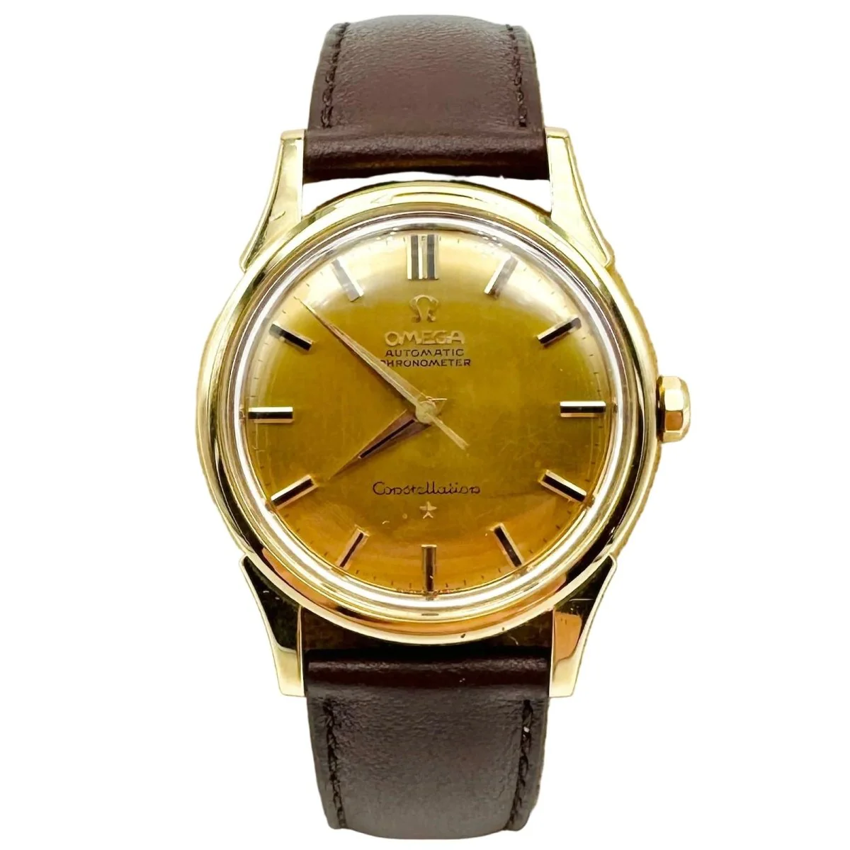 Montre OMEGA "Constellation" en or jaune et cuir