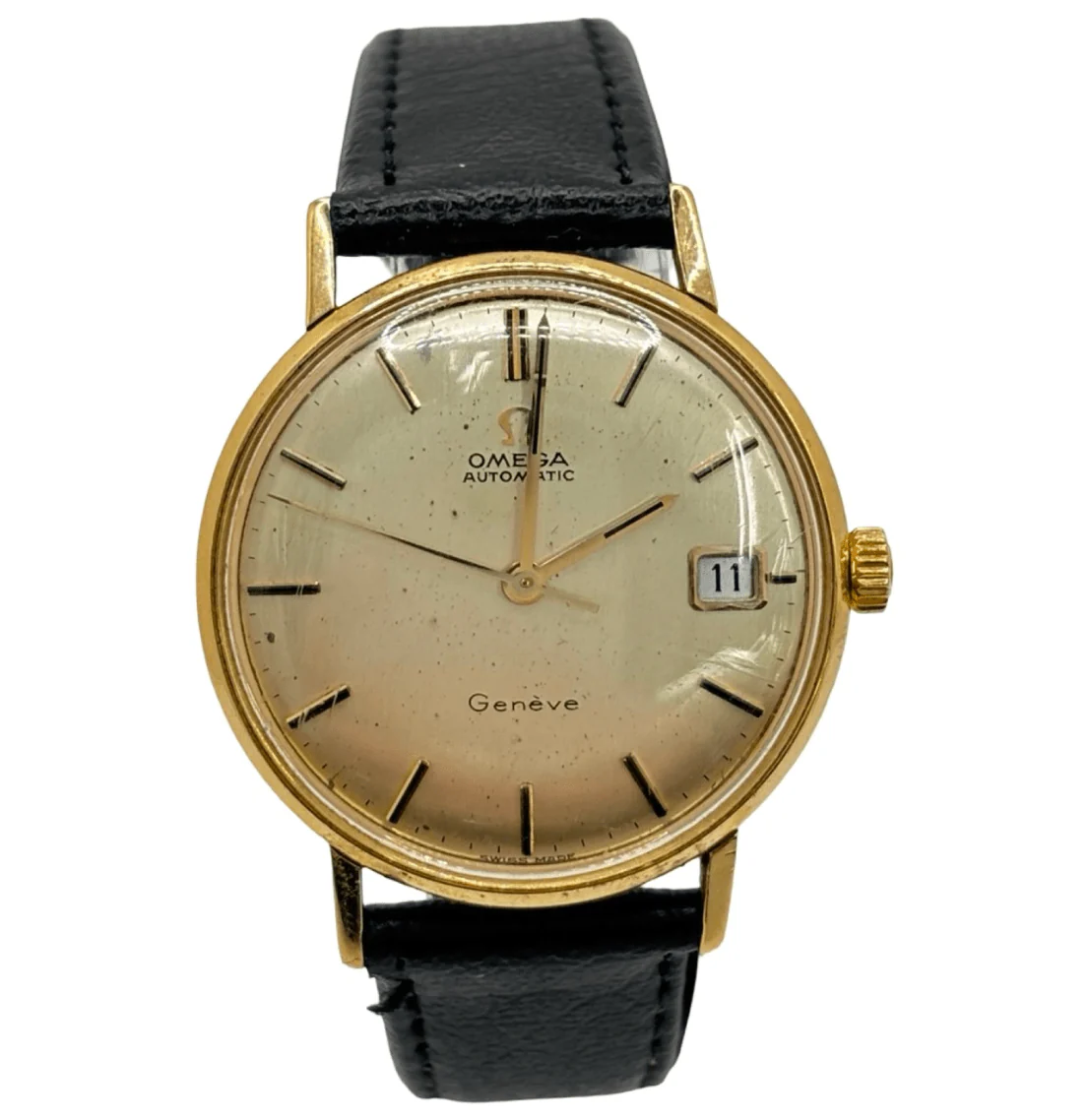 Montre OMÉGA "Genève" en or jaune, acier et cuir