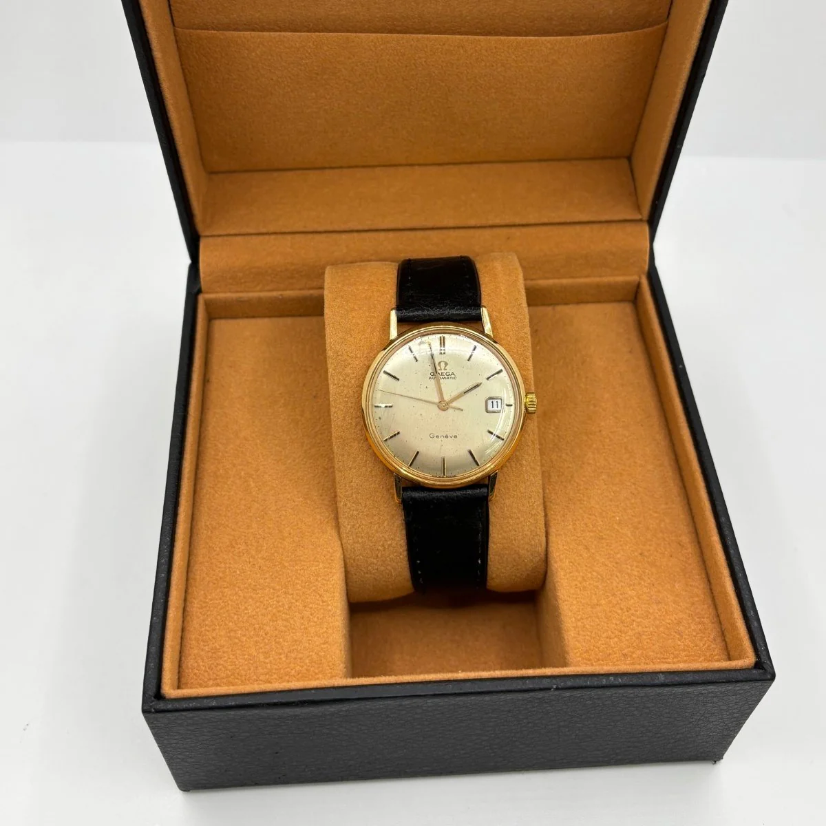 Montre OMÉGA "Genève" en or jaune, acier et cuir - Image 6