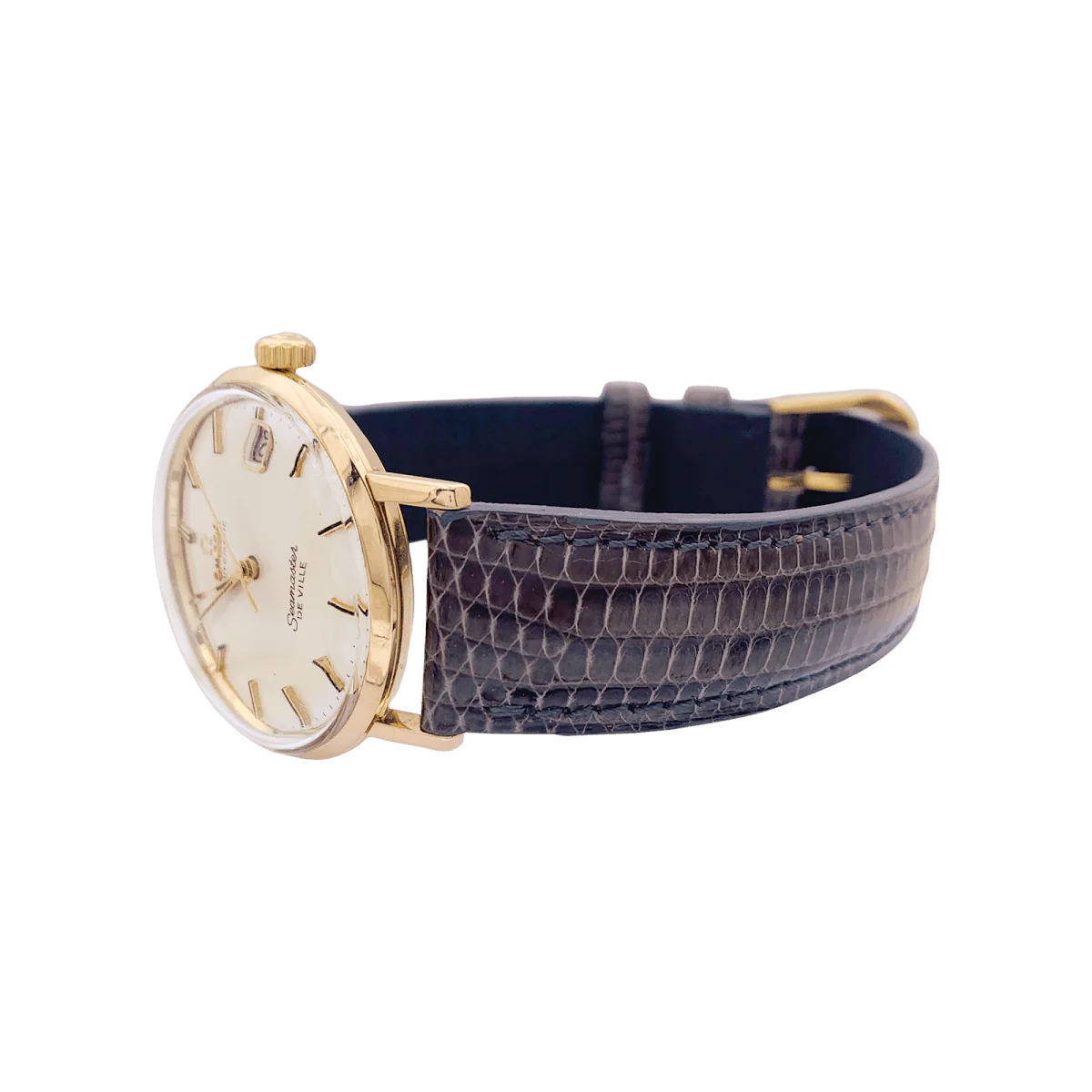 Montre OMEGA "Seamaster De Ville" en or rose, argent et cuir. - Image 3
