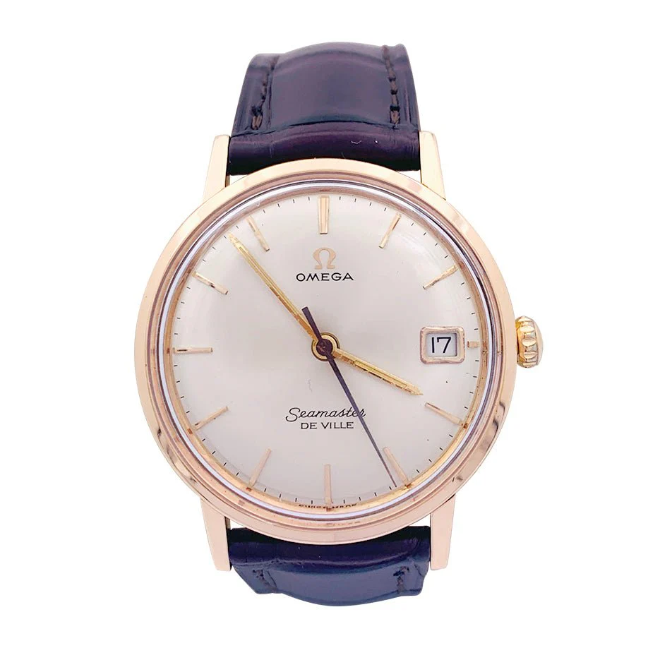 Montre Omega "Seamaster De Ville" en or rose et cuir