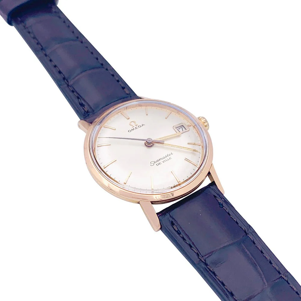Montre Omega "Seamaster De Ville" en or rose et cuir - Image 4