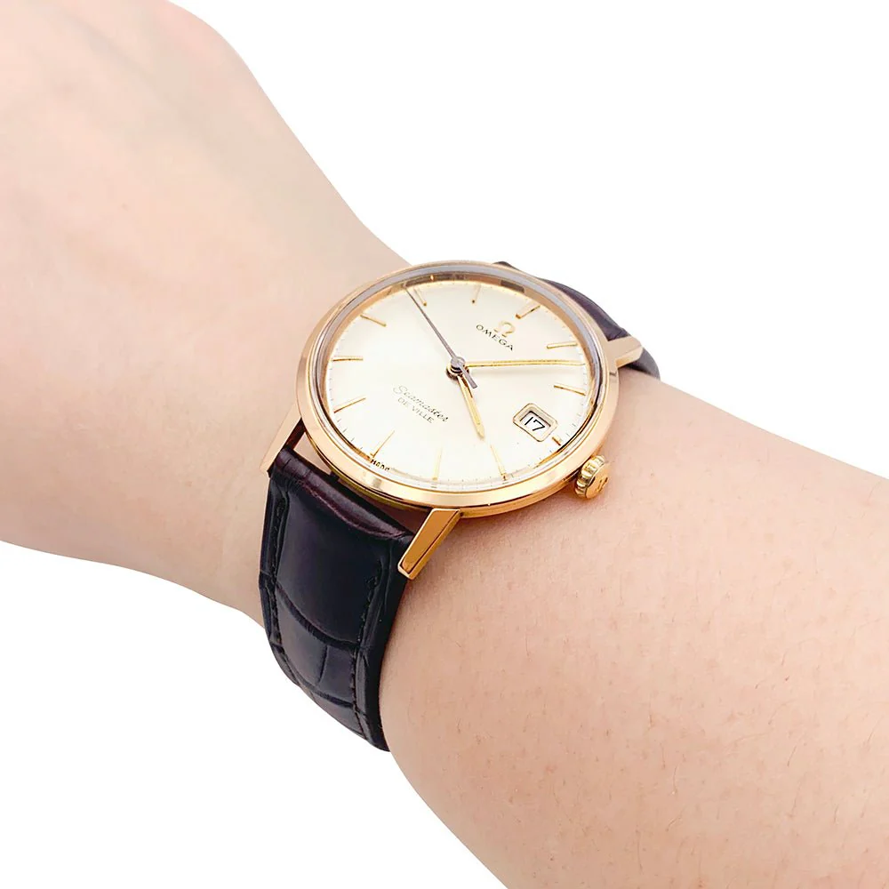 Montre Omega "Seamaster De Ville" en or rose et cuir - Image 5