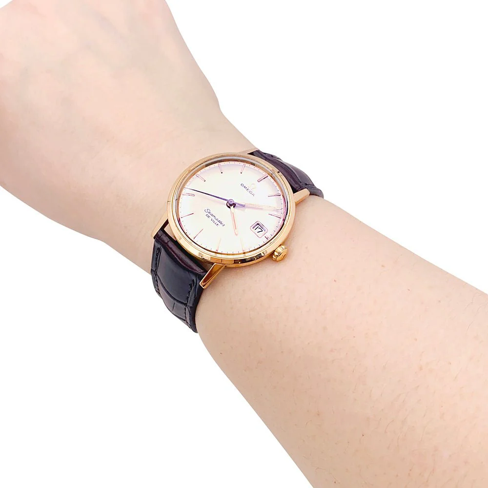 Montre Omega "Seamaster De Ville" en or rose et cuir - Image 6