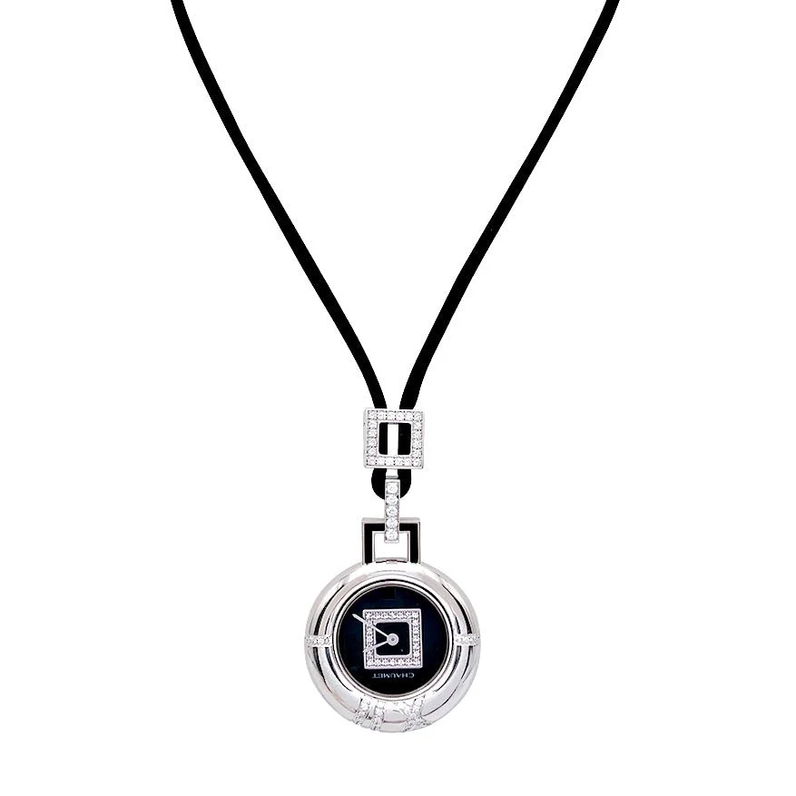 Montre Pendentif CHAUMET "Anneau" en or blanc et diamants - Image 2