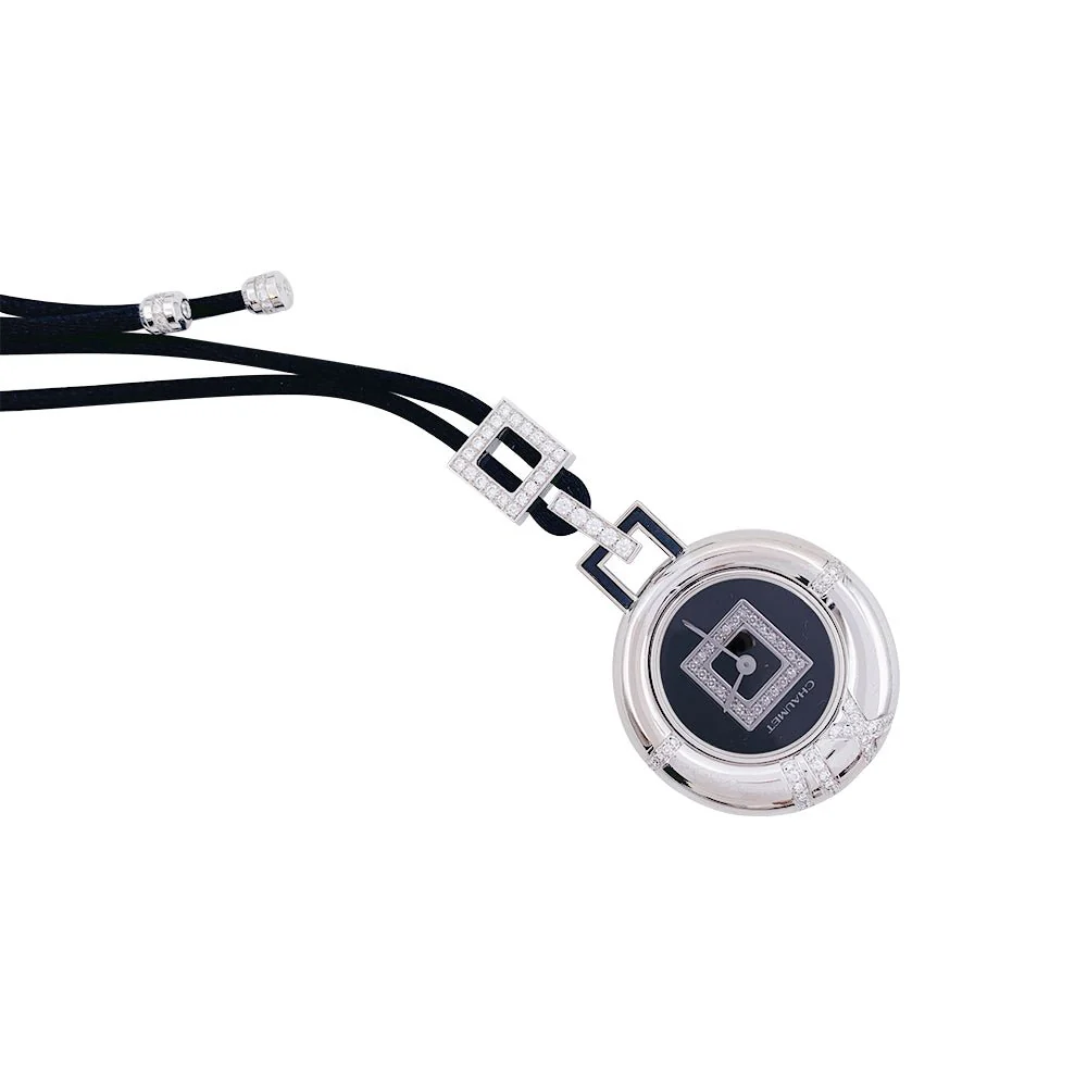 Montre Pendentif CHAUMET "Anneau" en or blanc et diamants - Image 4