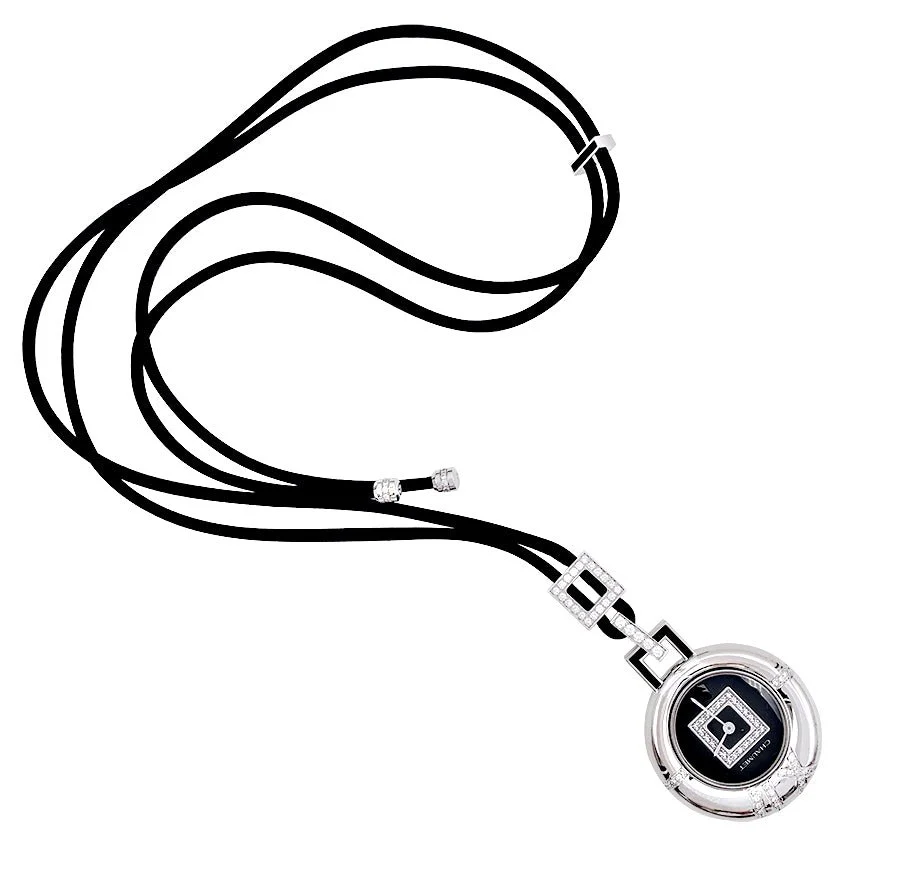 Montre Pendentif CHAUMET "Anneau" en or blanc et diamants - Image 6