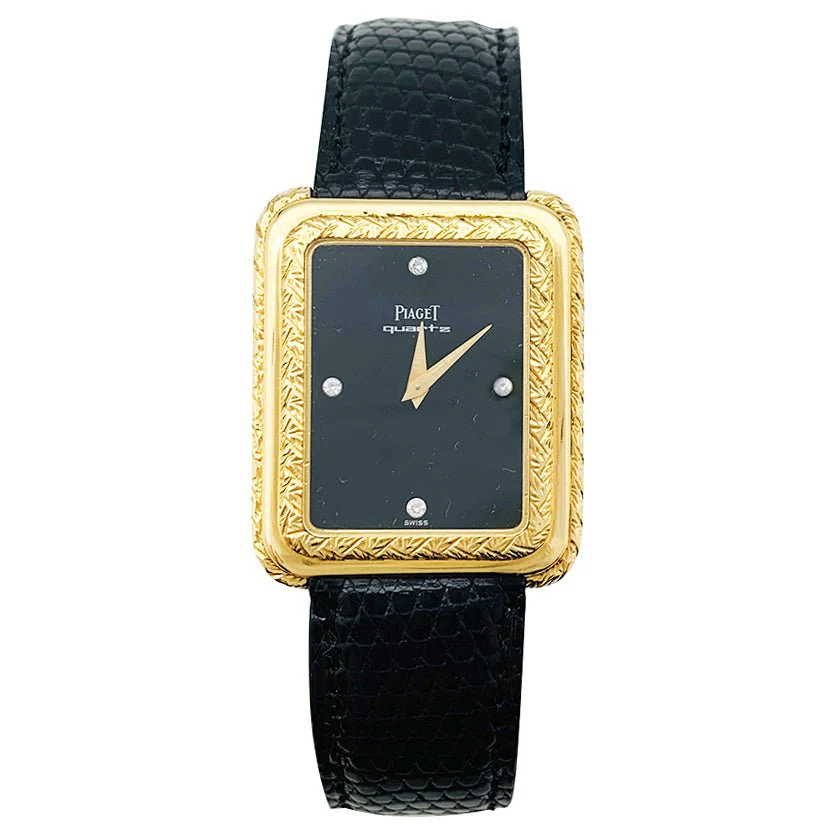 Montre Piaget en or jaune, cuir.