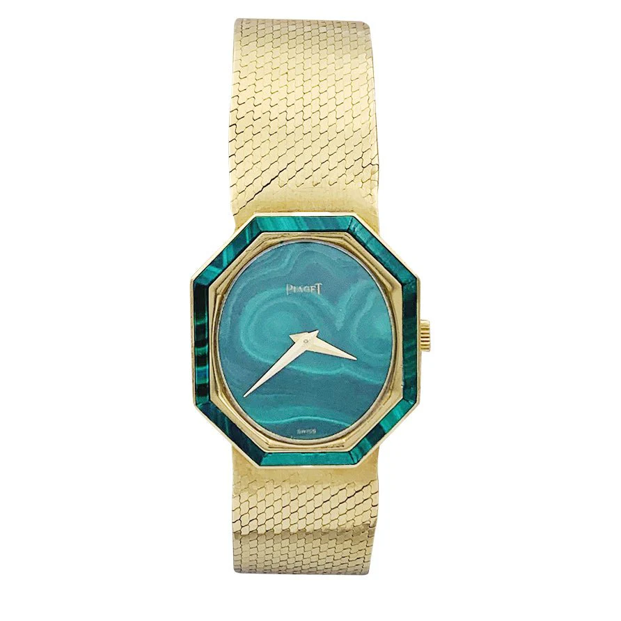 Montre PIAGET en or jaune et malachite