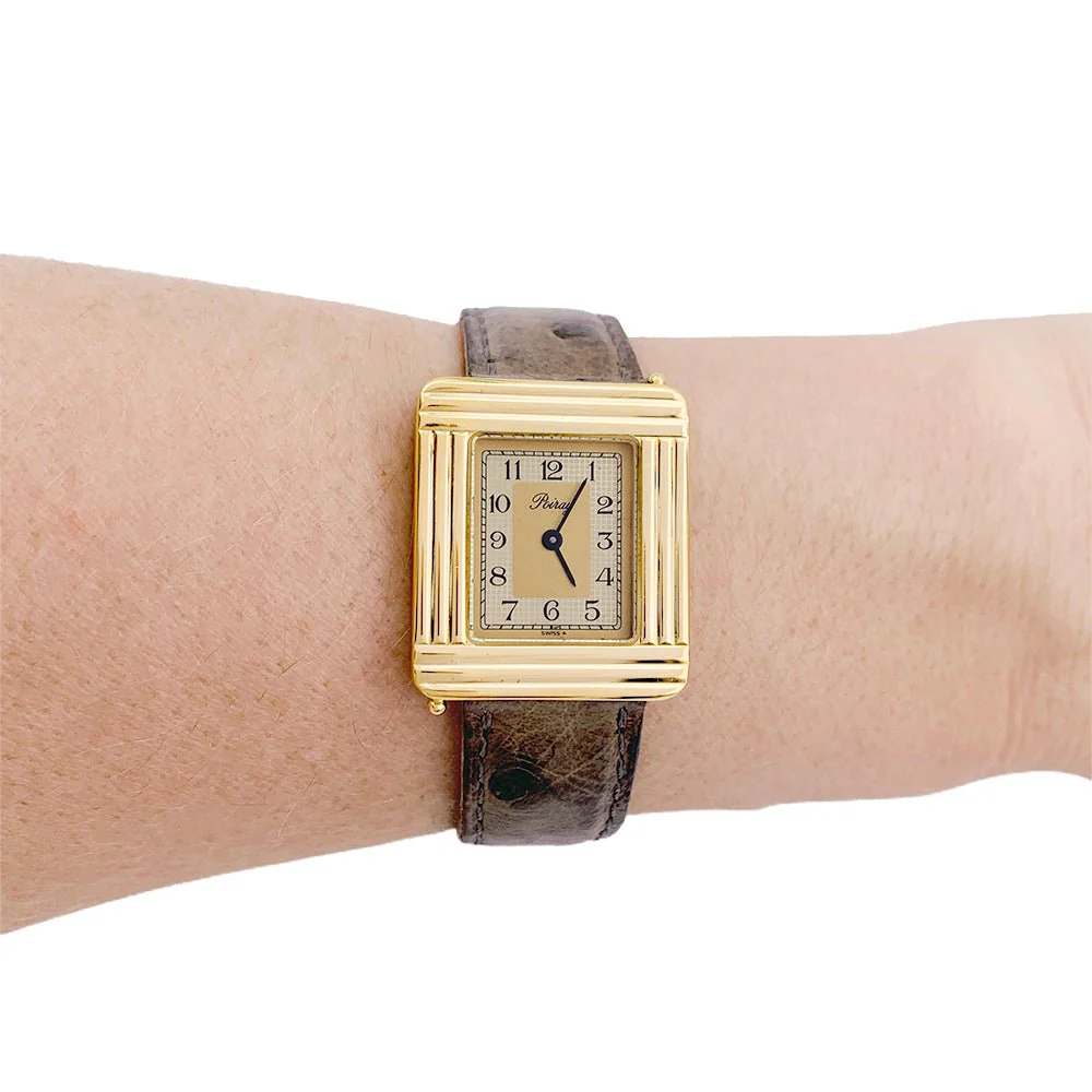 Montre Poiray ,"Ma Première", en or jaune, bracelet cuir interchangeable. - Image 4