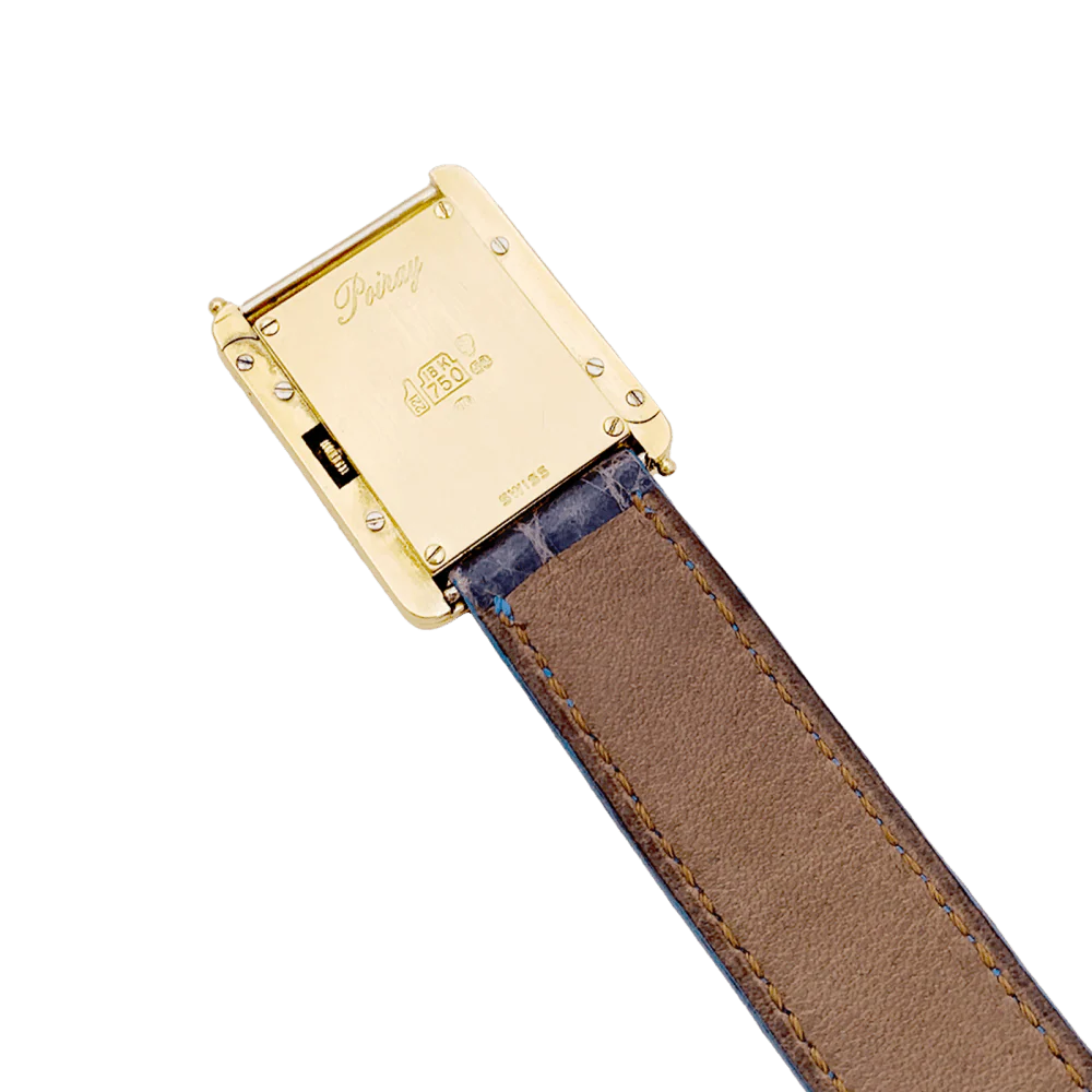 Montre POIRAY "Ma Première" en or jaune, nacre, cuir et saphirs - Image 4