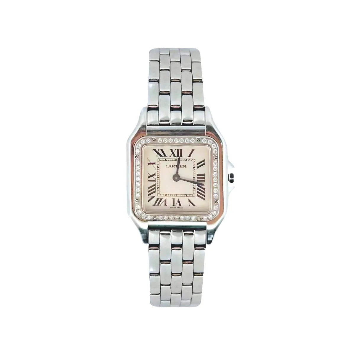 Montre Quartz CARTIER "Panthère" en acier et diamants