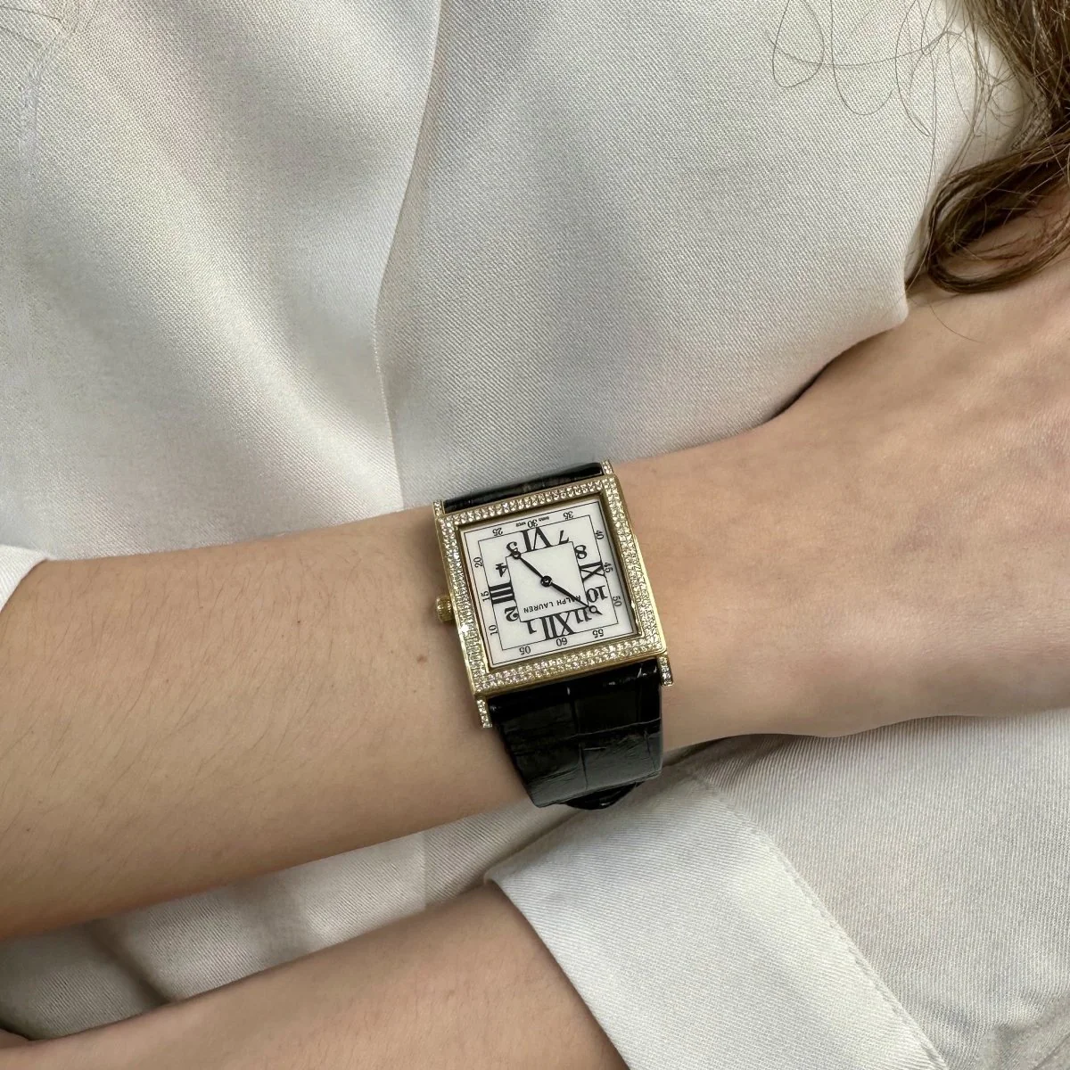 Montre RALPH LAUREN "Collection 867" en or rose, cuir et diamants - Image 2