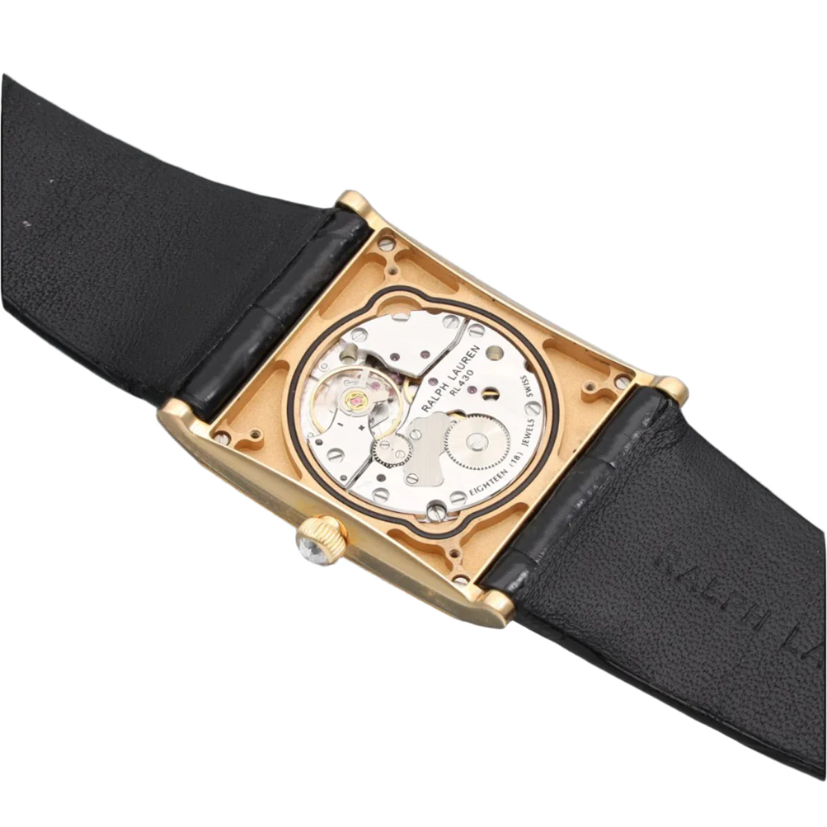 Montre RALPH LAUREN "Collection 867" en or rose, cuir et diamants - Image 4
