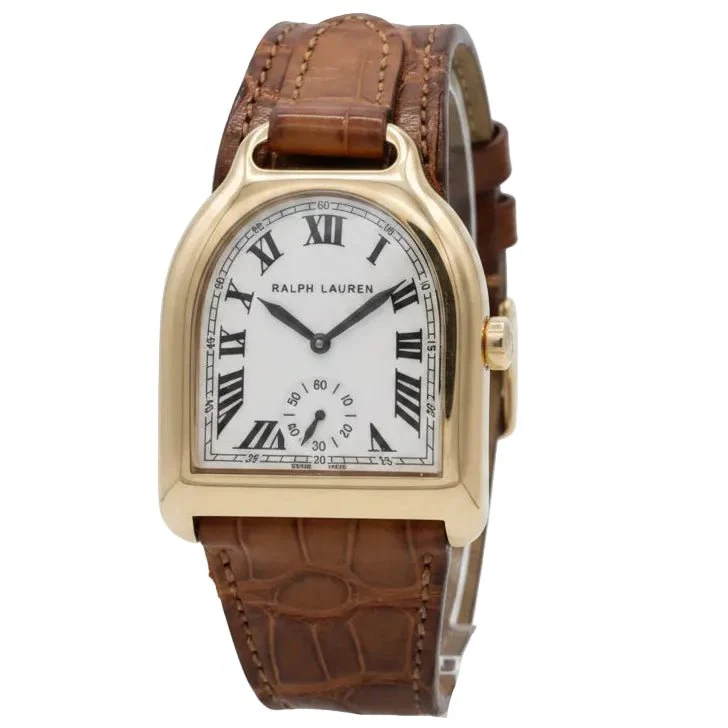 Montre RALPH LAUREN "Stirrup" MM en or rose et cuir