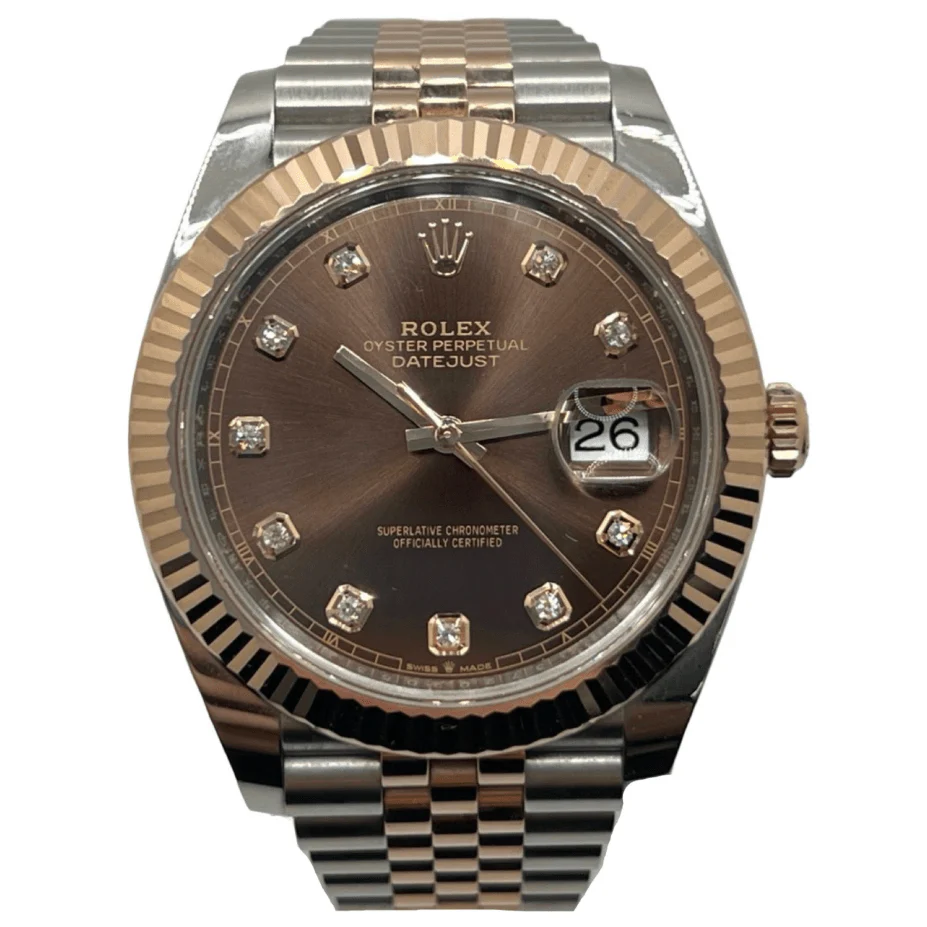 Montre ROLEX "DateJust 41" en or rose, acier et diamants