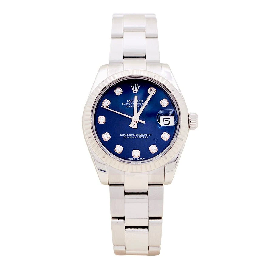 Montre ROLEX "Datejust" en acier et diamants