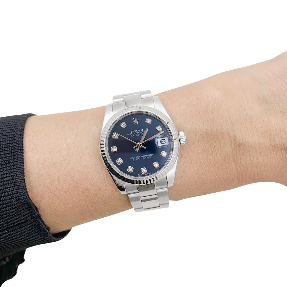 Montre ROLEX "Datejust" en acier et diamants - Image 2