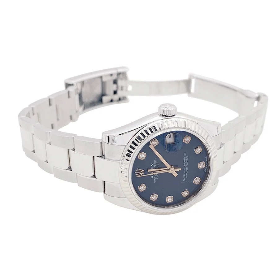 Montre ROLEX "Datejust" en acier et diamants - Image 3