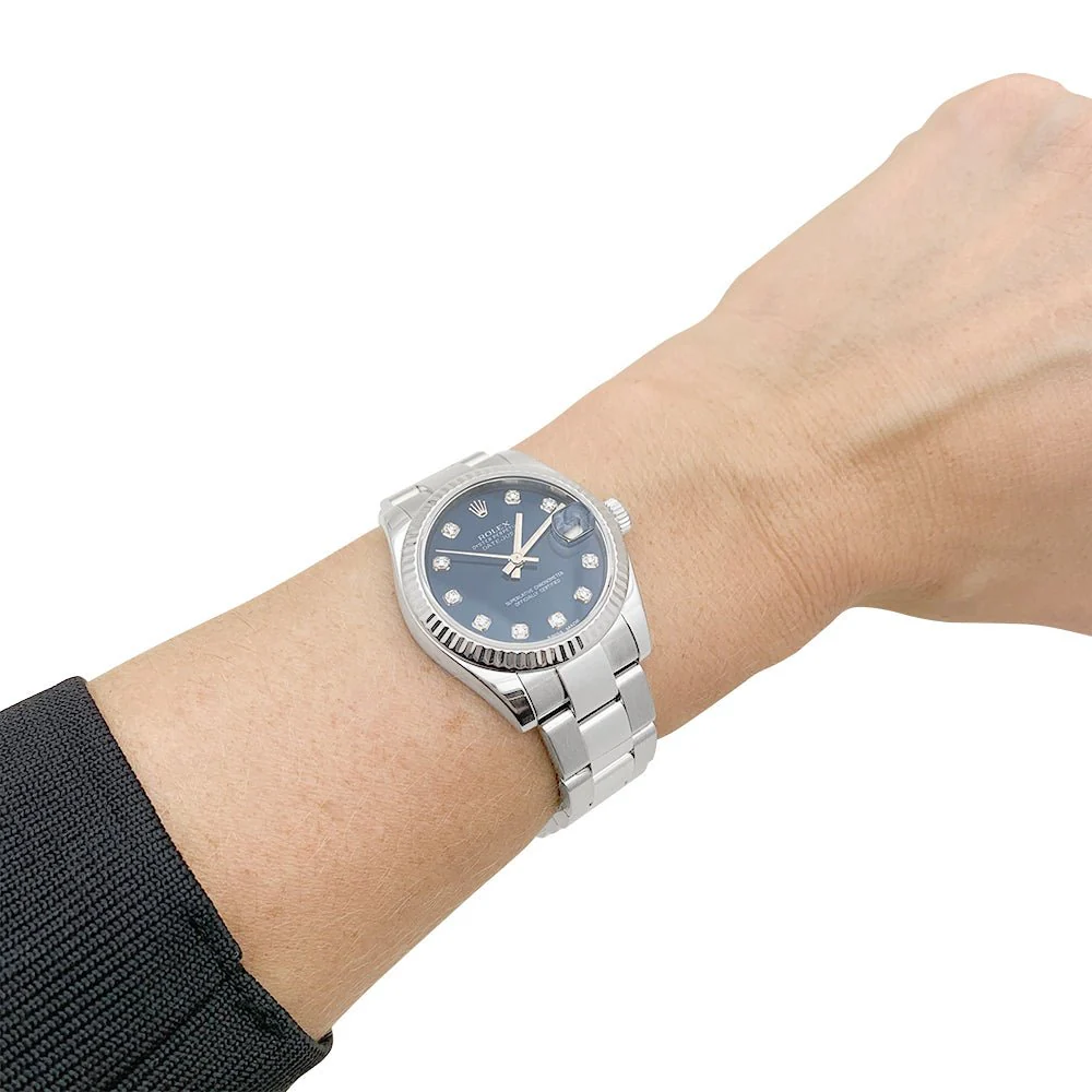 Montre ROLEX "Datejust" en acier et diamants - Image 7