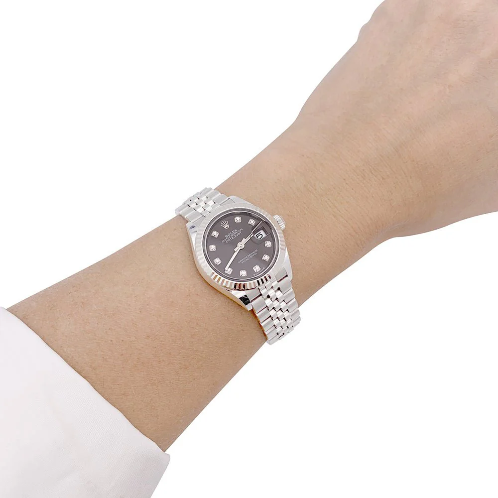 Montre Rolex "Datejust", acier, or blanc et diamants. - Image 5