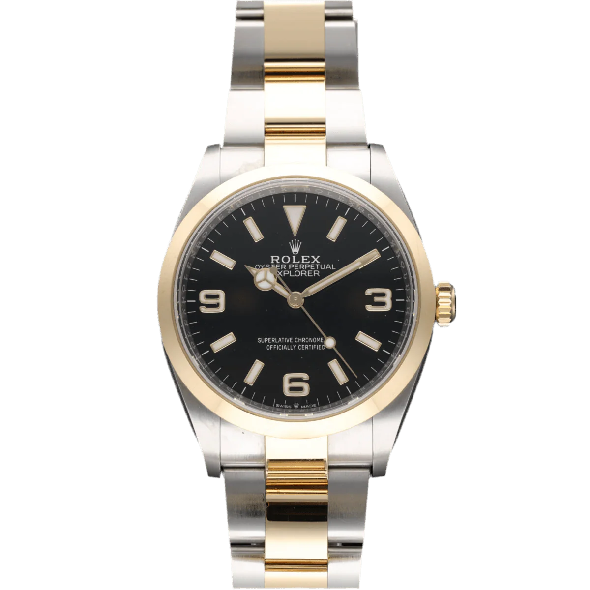 Montre Rolex "Explorer" en or jaune et acier