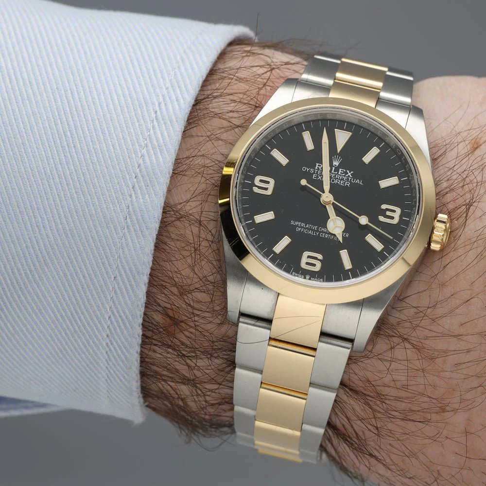Montre Rolex "Explorer" en or jaune et acier - Image 2