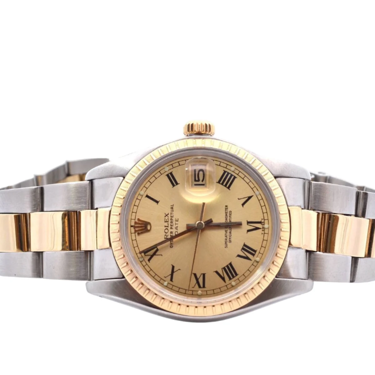 Montre ROLEX "Oyster Perpetual Date" en or jaune, acier et saphir - Image 2