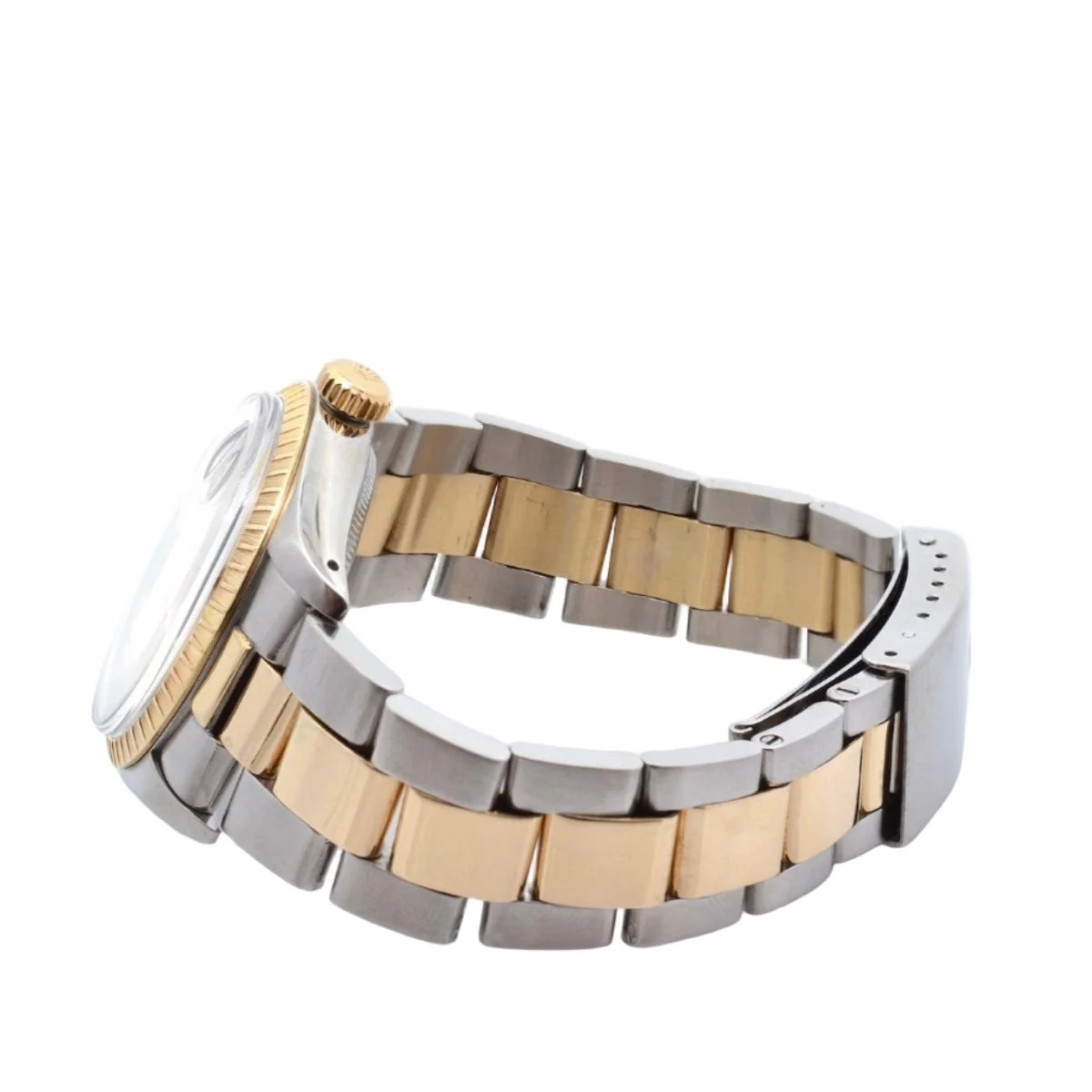 Montre ROLEX "Oyster Perpetual Date" en or jaune, acier et saphir - Image 3