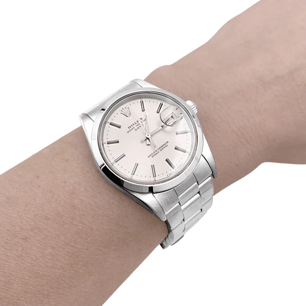 Montre ROLEX "Oyster Perpetual Date" en acier et argent - Image 2