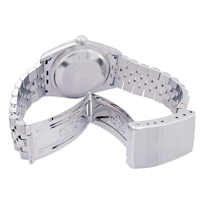 Montre Automatique ROLEX "Oyster Perpetual Date just" en acier et argent - Image 5