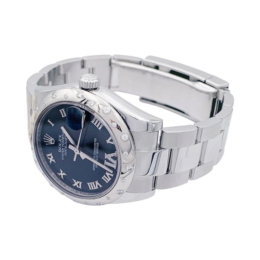Montre ROLEX "Oyster Perpetual Datejust", acier et diamants - Image 3
