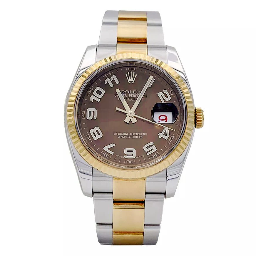 Montre ROLEX "Oyster Perpetual Datejust" en or jaune et acier.