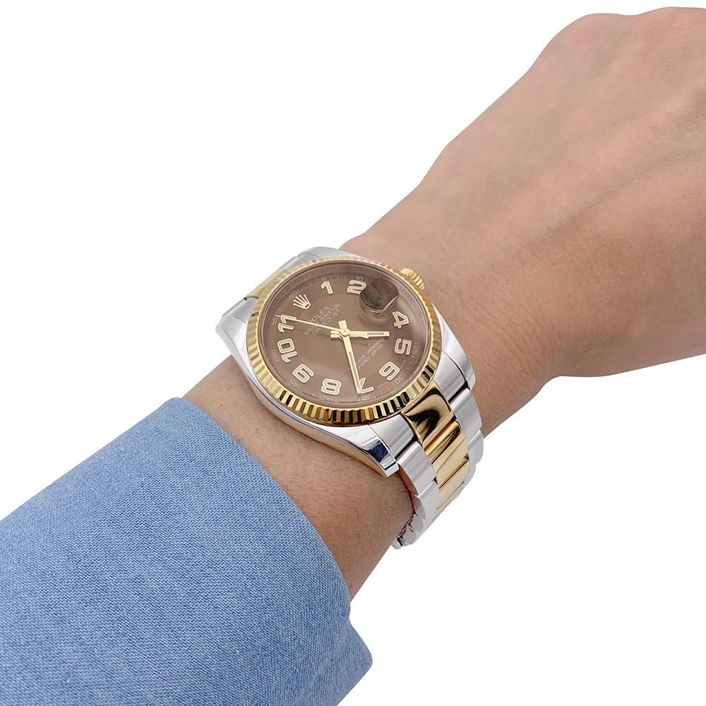 Montre ROLEX "Oyster Perpetual Datejust" en or jaune et acier. - Image 5