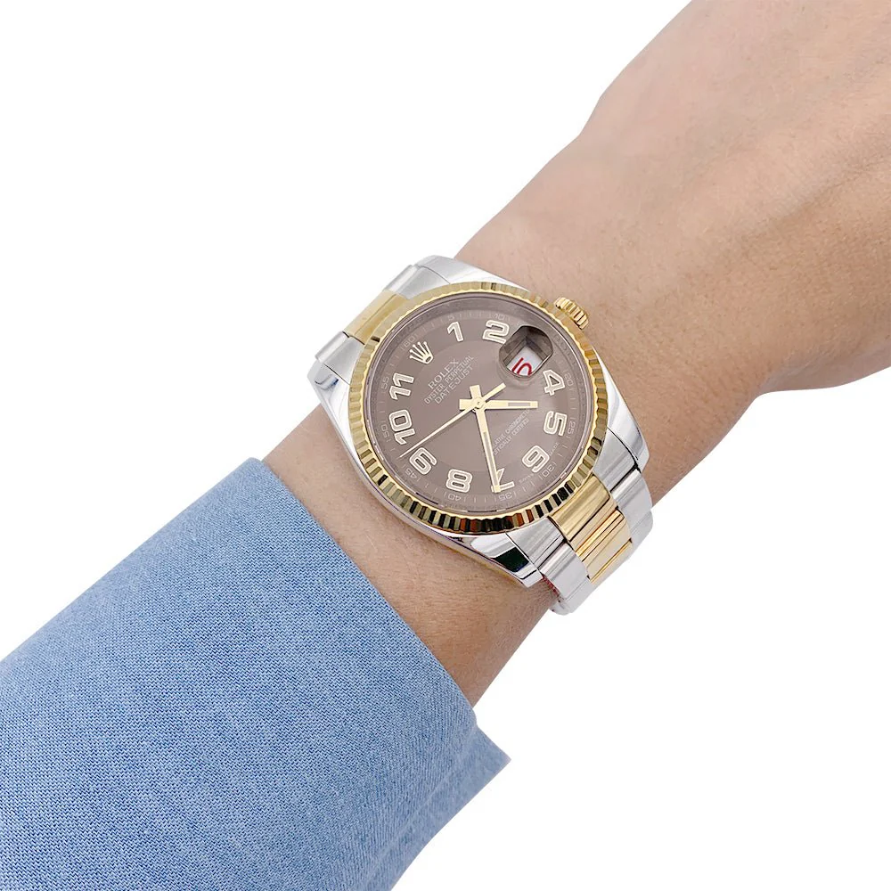 Montre ROLEX "Oyster Perpetual Datejust" en or jaune et acier. - Image 6