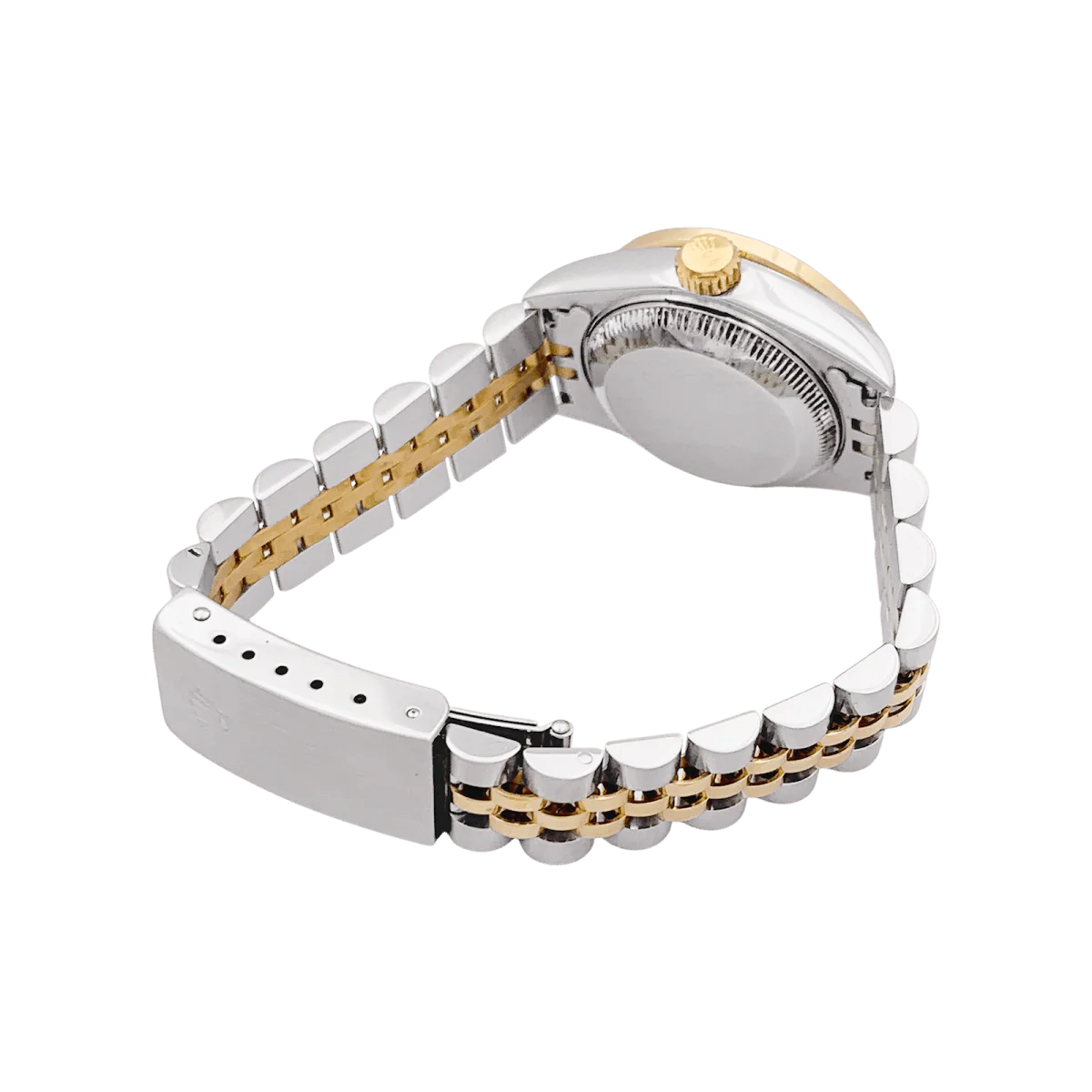 Montre ROLEX "Oyster Perpetual DateJust" en or jaune, acier, saphirs et diamants - Image 4