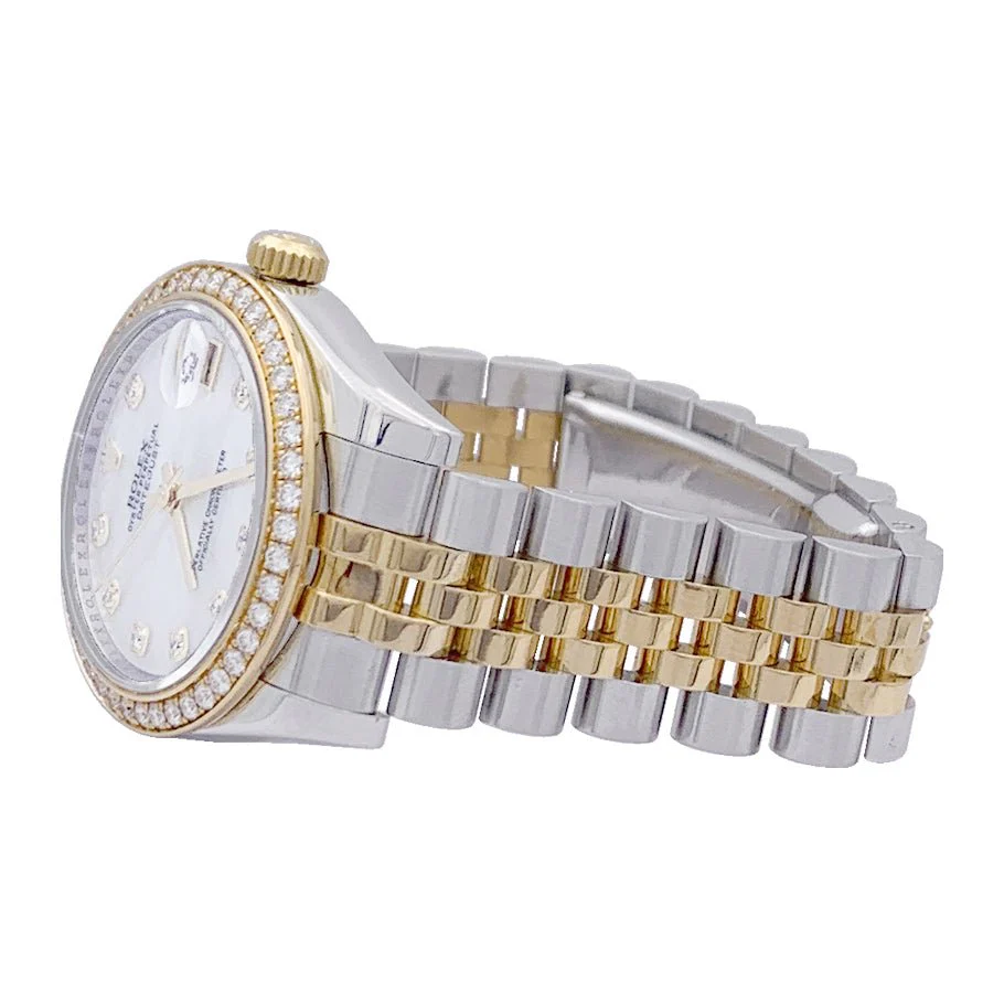 Montre ROLEX "Oyster Perpetual Datejust"en or jaune, acier, nacre et diamants - Image 3